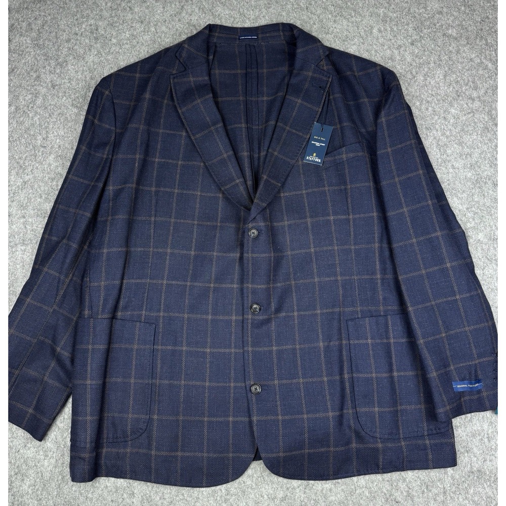 Stafford NWT Blazer Sport Coat Blue Mens 46R Wool Blend Lightweight $220 MSRP